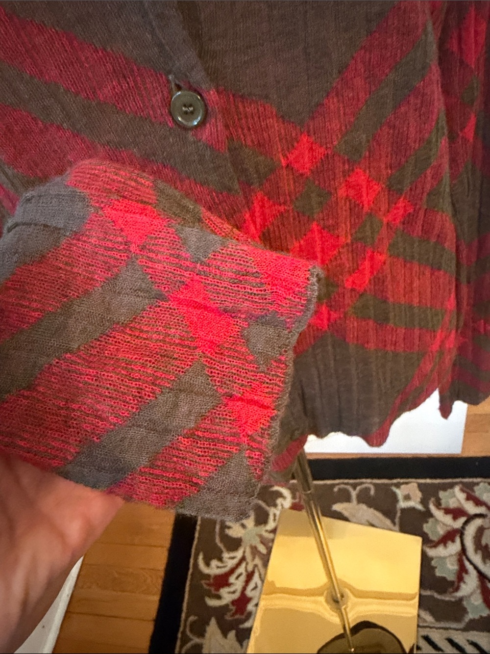 Authentic NWT Burberry Checked Cardigan Large women’s - Picture 6 of 15